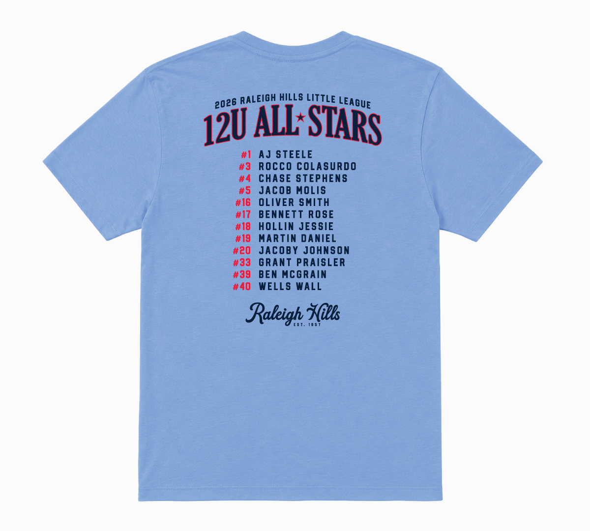 12U All-Stars Roster Tee - Adult Sizes