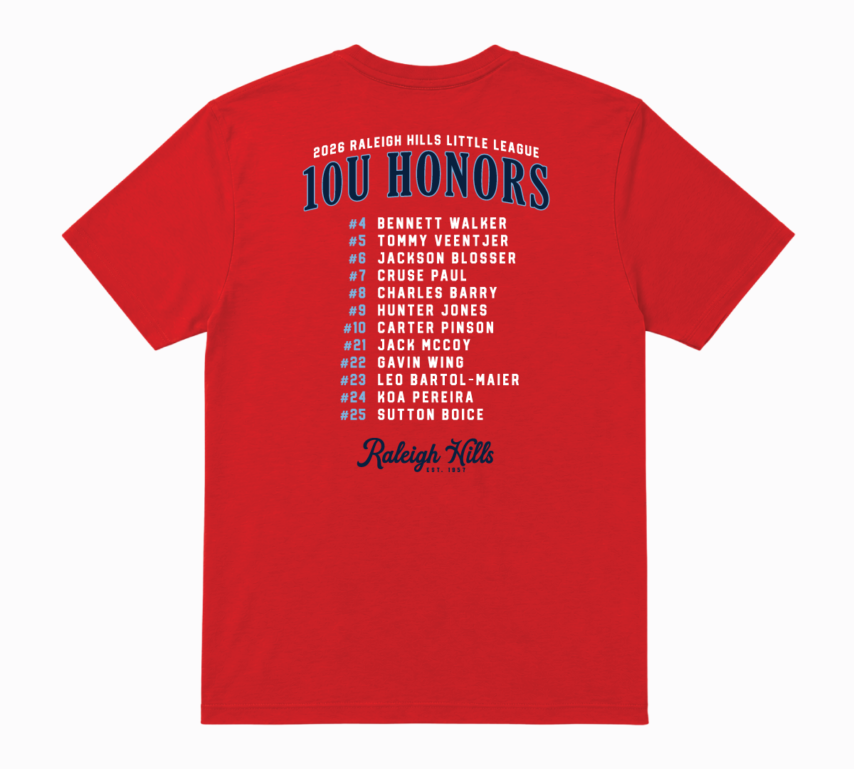 10U Honors Roster Tee - Adult Sizes