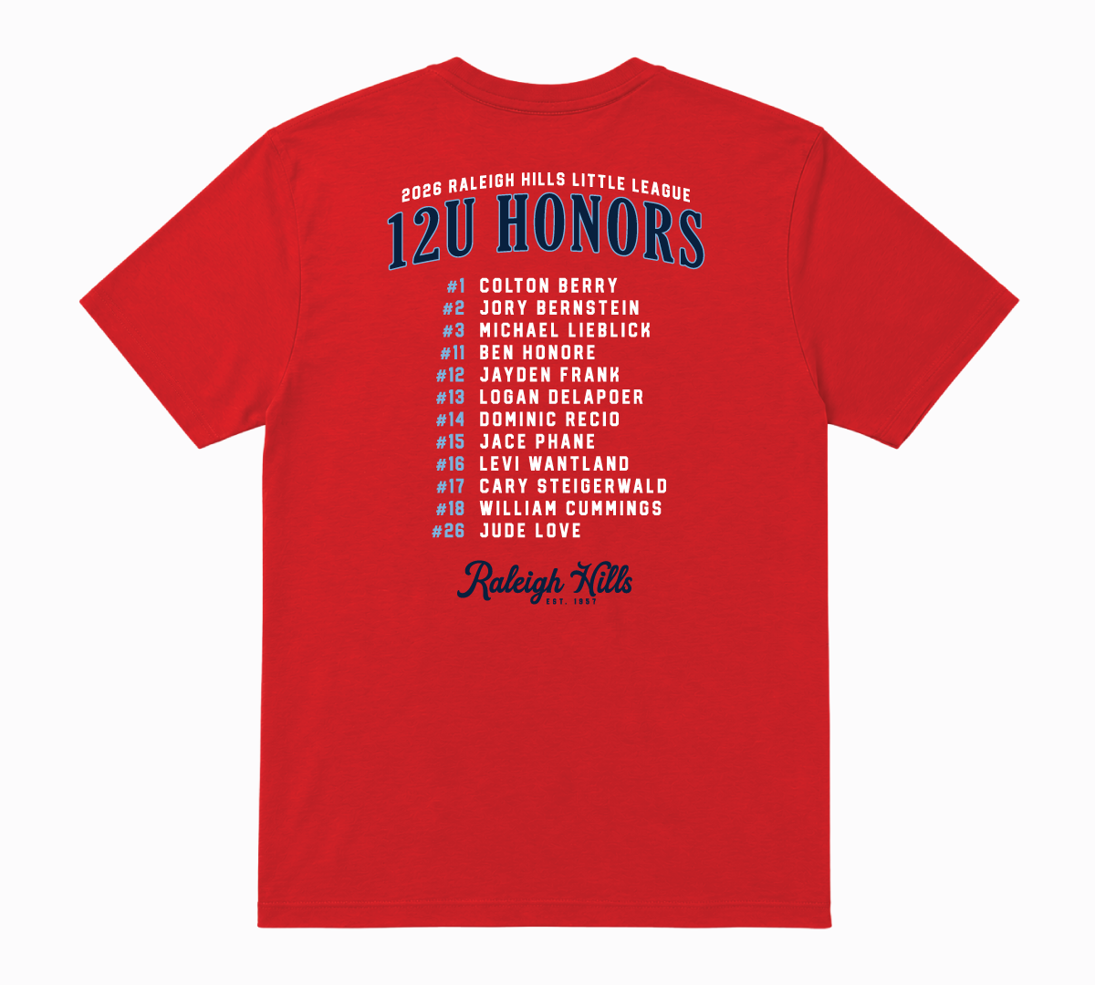 12U Honors Roster Tee - Adult Sizes