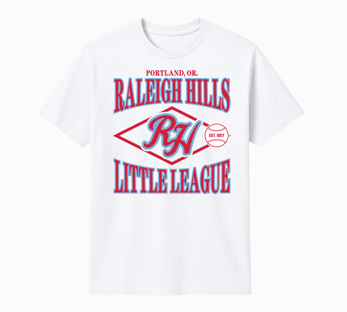 Vintage Collegiate tee (light blue/red graphic) - Youth sizes