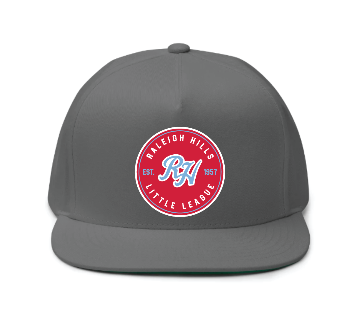 Circular badge five panel cap