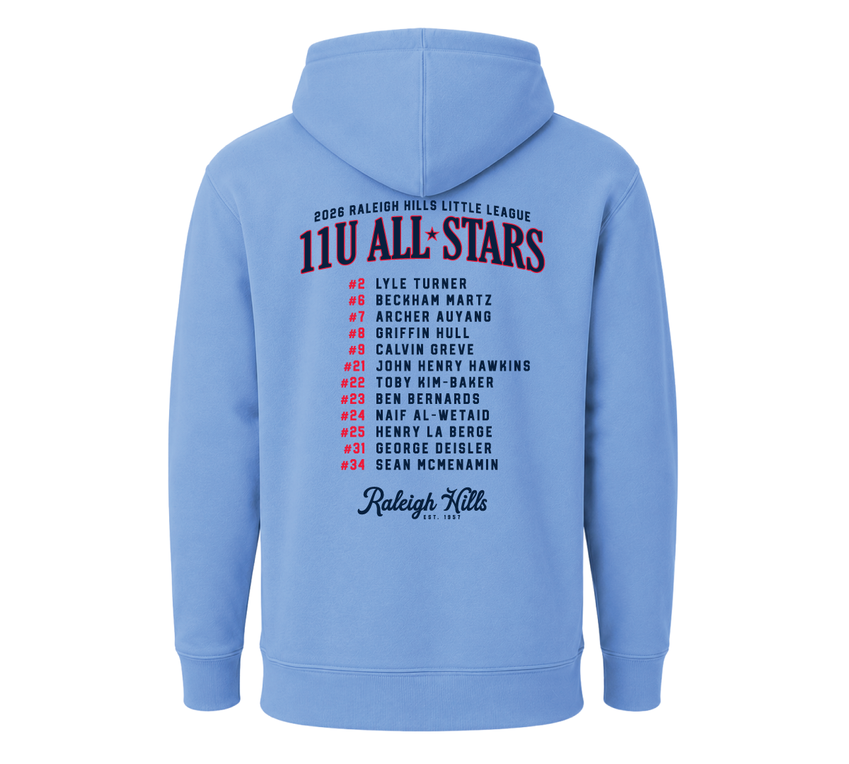 11U All-Stars Roster Hoodie - Youth Sizes