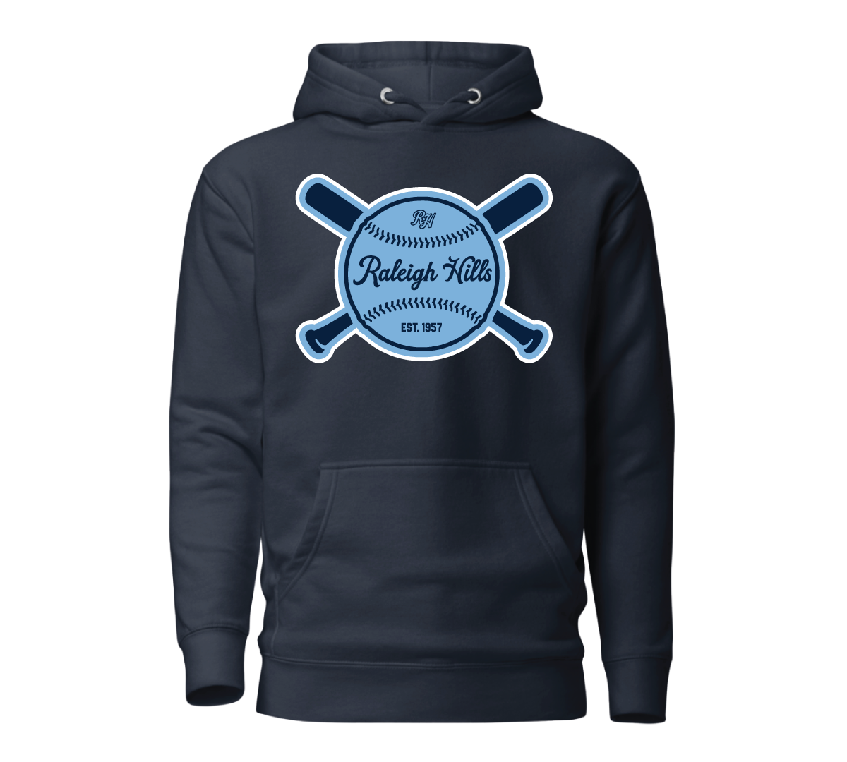 Crossed bats hoodie (Navy/light blue graphic) - Adult sizes
