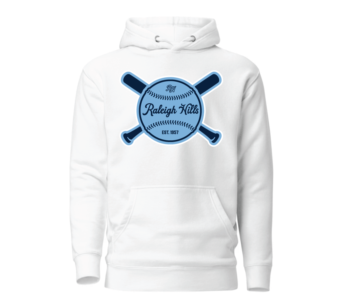 Crossed bats hoodie (Navy/light blue graphic) - Adult sizes