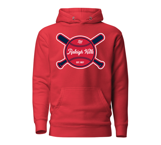 Crossed bats hoodie (Navy/red graphic) - Adult sizes