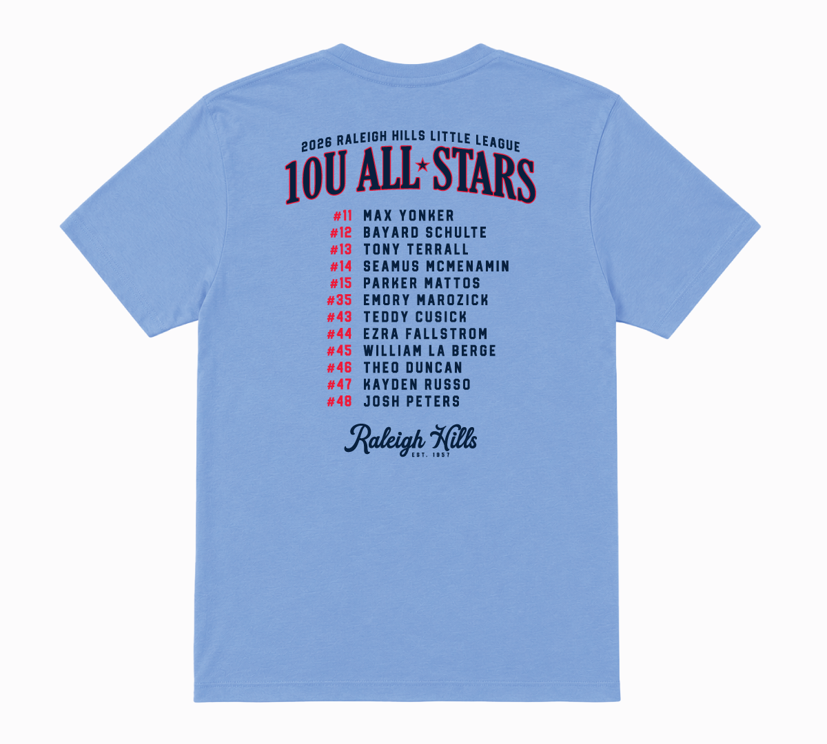 10U All-Stars Roster Tee - Youth Sizes