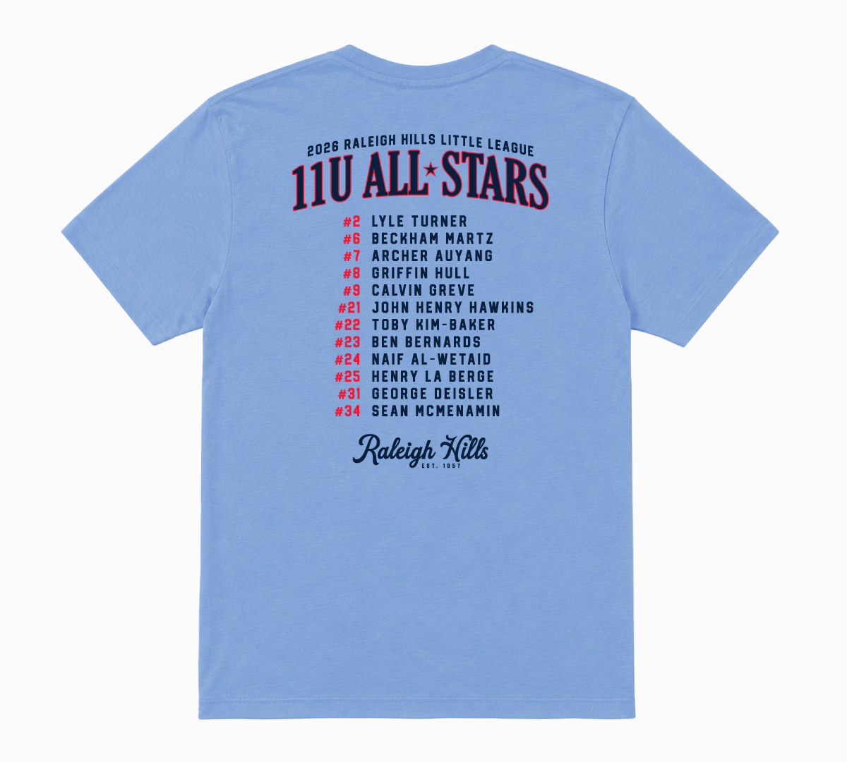 11U All-Stars Roster Tee - Youth Sizes