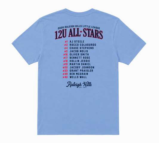 12U All-Stars Roster Tee - Adult Sizes