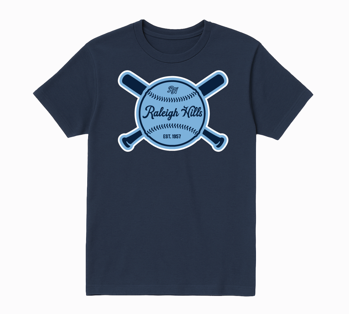Crossed Bats tee (navy/light blue graphic) - Youth sizes