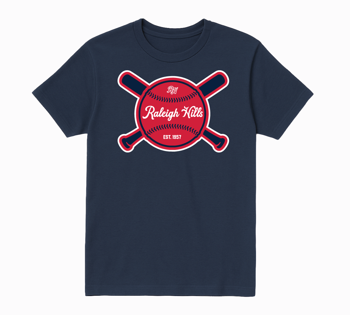 Crossed Bats tee (navy/red graphic) - Adult sizes