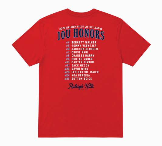 10U Honors Roster Tee - Adult Sizes