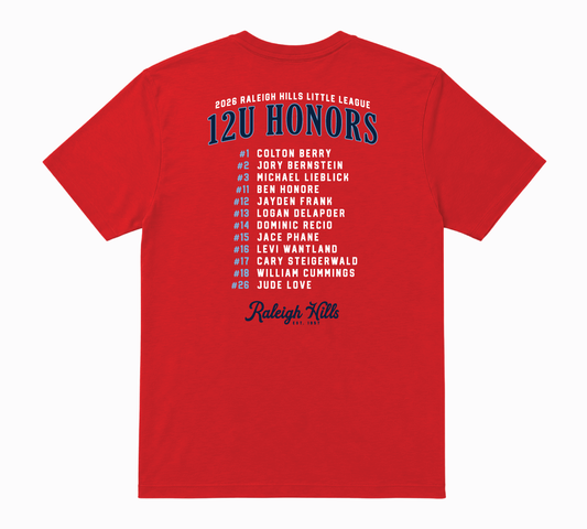 12U Honors Roster Tee - Adult Sizes