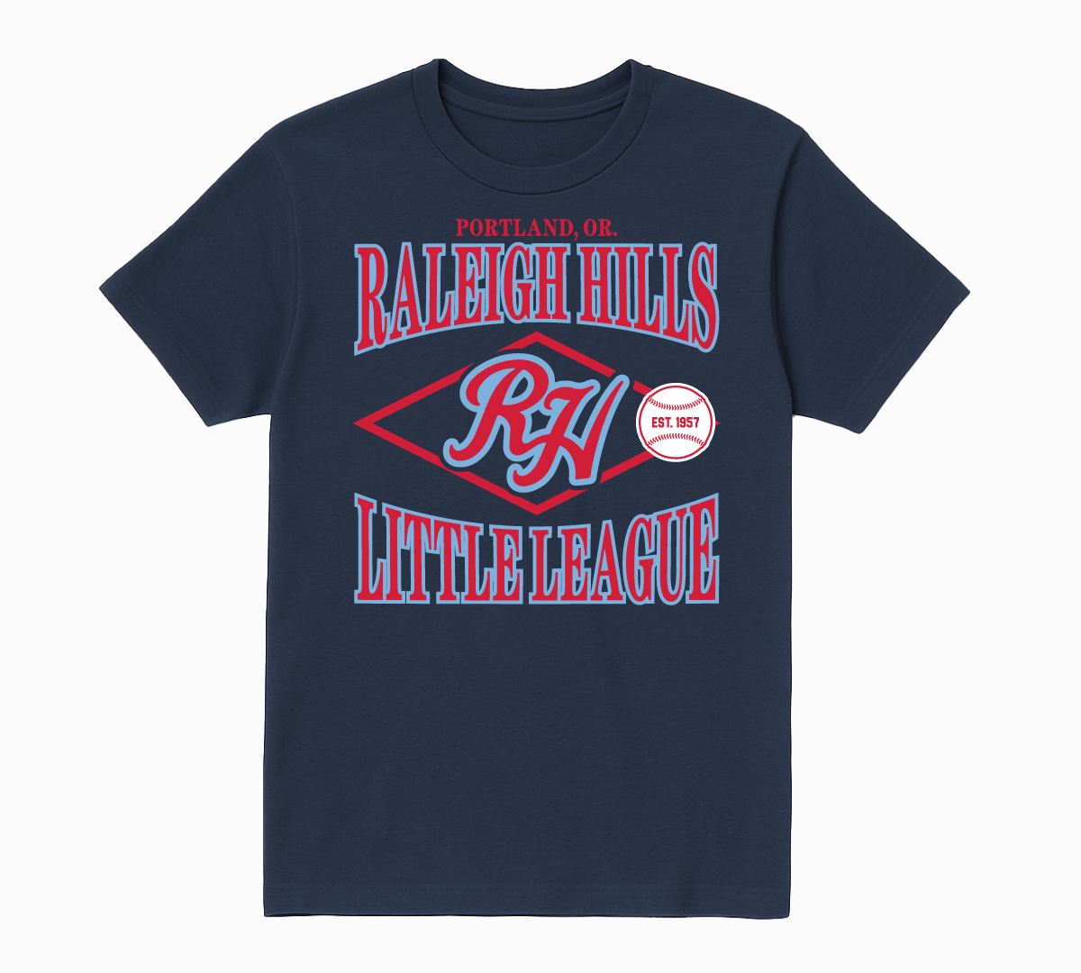 Vintage Collegiate tee (light blue/red graphic) - Youth sizes